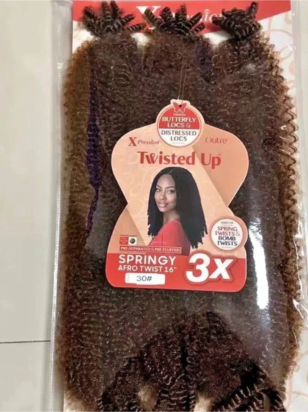 Outre X-Pression Twisted Up 3X Springy Afro Twist 24" Brown